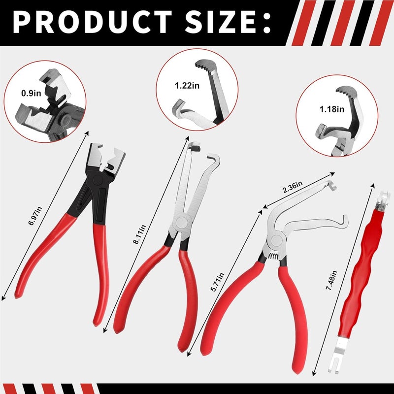 ZEUSORA 5-Pcs Kit Electrical Disconnect Pliers Set w/Gloves - Auto Connector Tool for Fuel Line, Wiring, Sensors & Coils | Quick-Release Car Truck Repair (Red) - Image 4